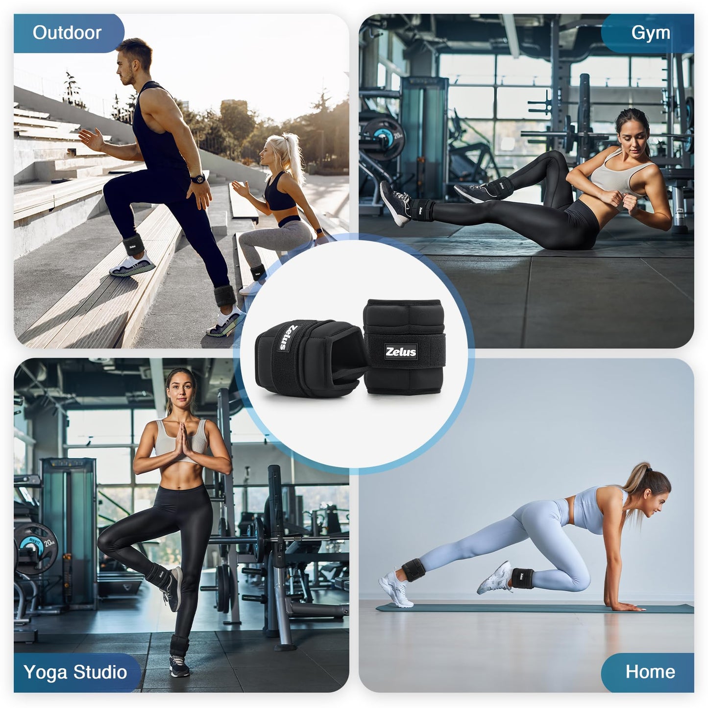 ZELUS 1 Pair Adjustable Ankle Weights, 0.8-4 lb Z-Fit Ankle Weights for Women Men, Ultra Thin Leg Weights for Women with Adjustable Straps, 0.4-2 lb per Arm Weight for Gym Home Yoga Jogging Walking