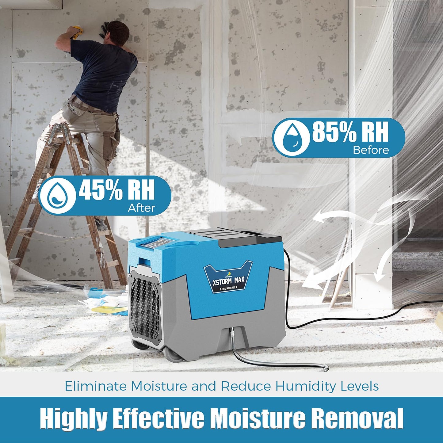 ARGENDON Commercial Dehumidifier,180 Pints Industrial Dehumidifier with Pump & Drain Hose for Whole House, Crawl Space, Warehouse, Up to 2,300 sq ft, Water Damage Restoration, 5-Year Limited Warranty