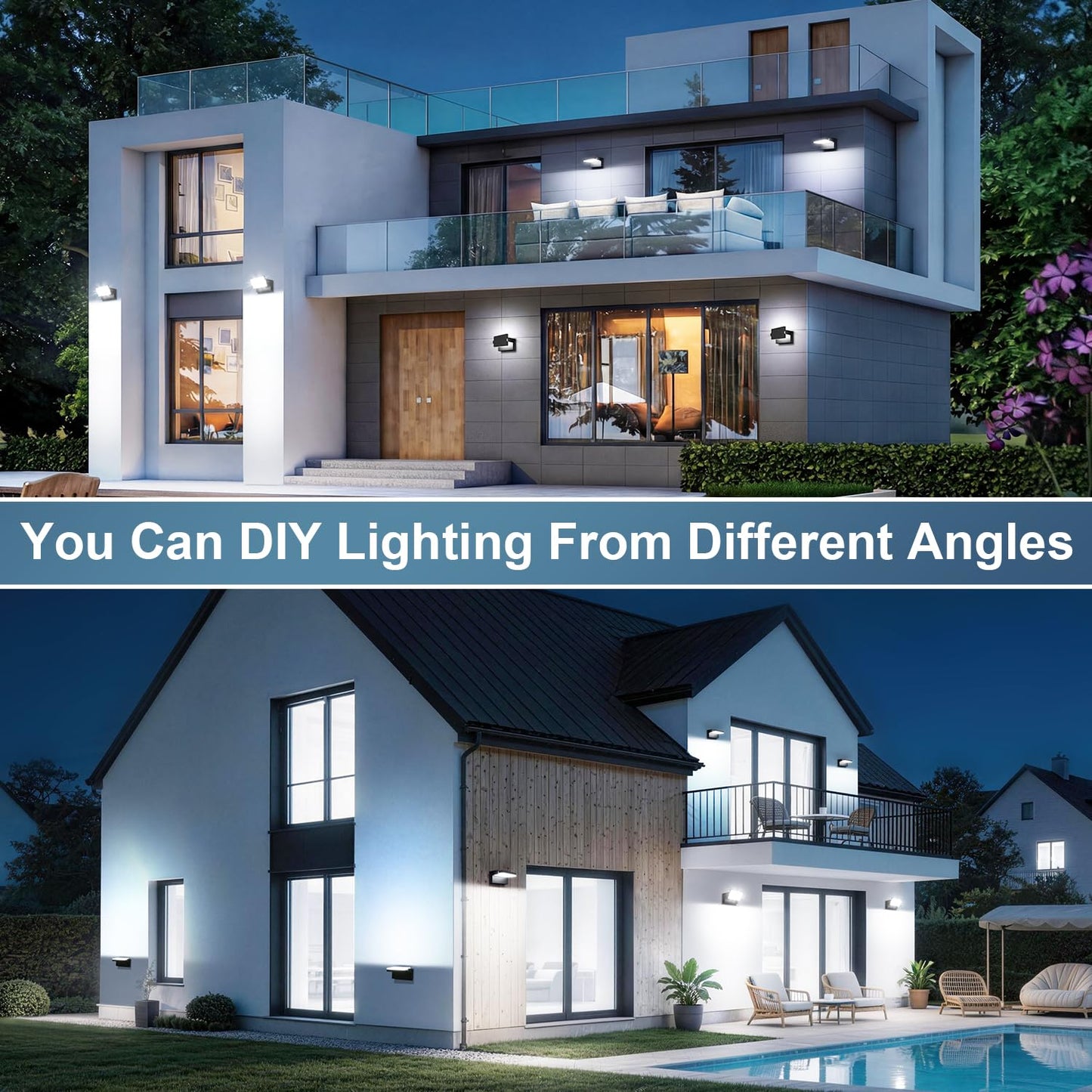 Dream Eeve 60W LED Outdoor Wall Lights 360° Rotatable LED Flood Lights Modern Commercial Security 5000K IP65 Waterporof Wall Mounted Light for Garage Yard Porch 4 Pack