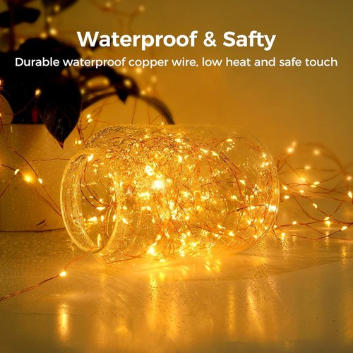 Ariceleo 33 Ft. Fairy Lights | 100 LED Waterproof Copper Wire String Lights - Warm White for Indoor/Outdoor Decor