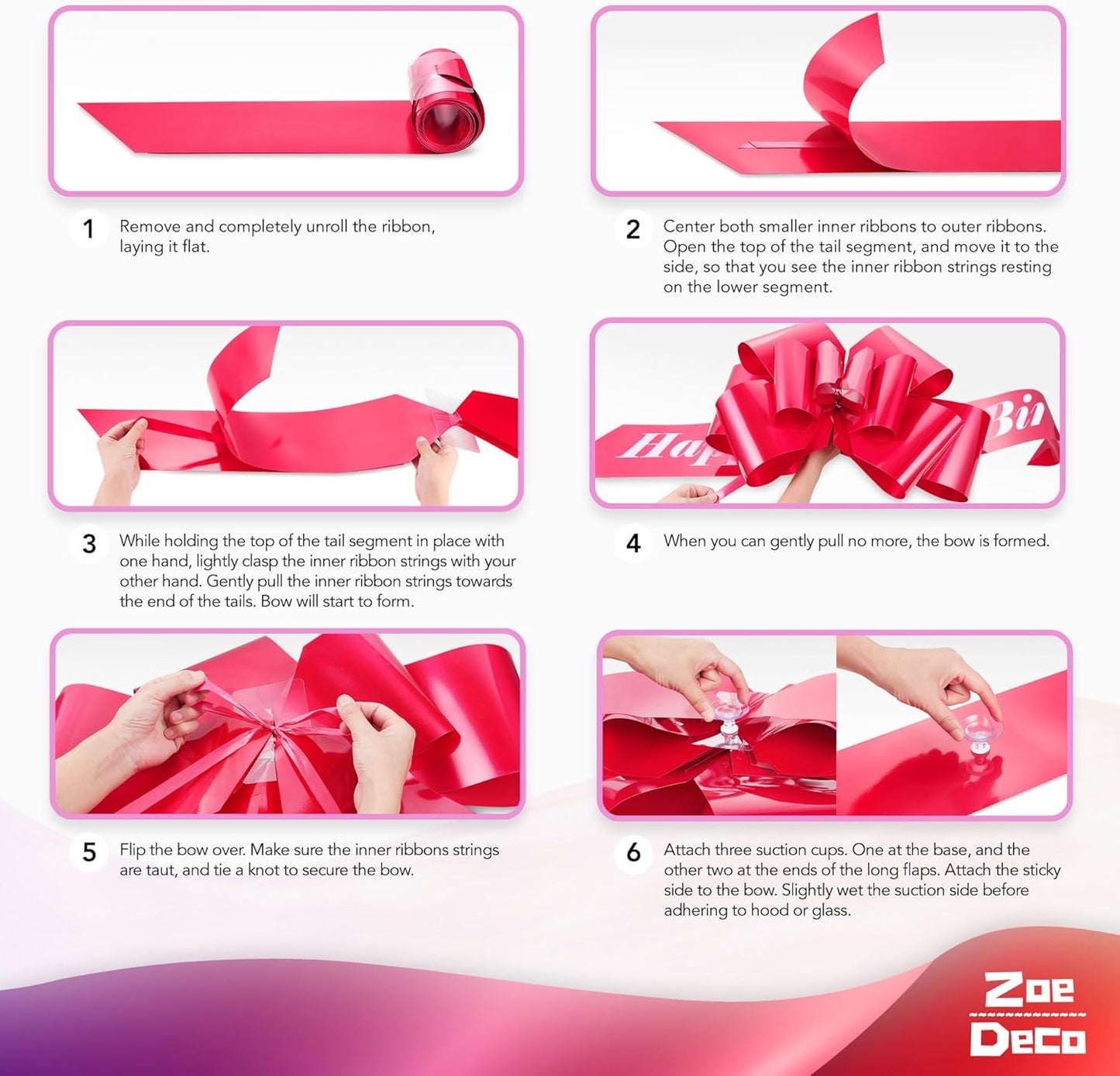 Zoe Deco - Giant Happy Birthday Car Bow - Red, 30 Inch - Perfect for Large Gift Wrapping