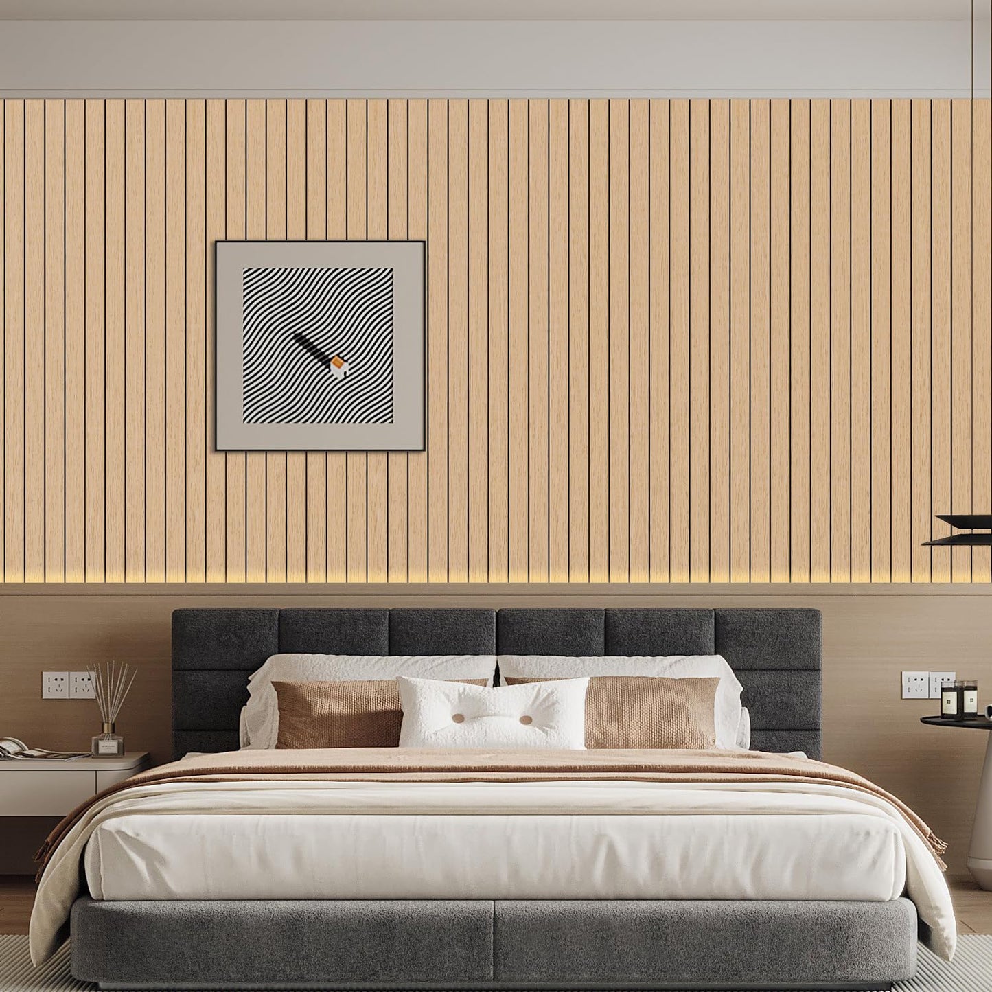 Arthome Peel and Stick Slat Wall Panels 15.7 "x120,Self-Adhesive PVC Wood Grain Wallpaper Panel,3D Thick Faux Soundproof Backsplash Accent Wall Tile for Walls & Furniture (Oak Coverage 13 Sq.ft)