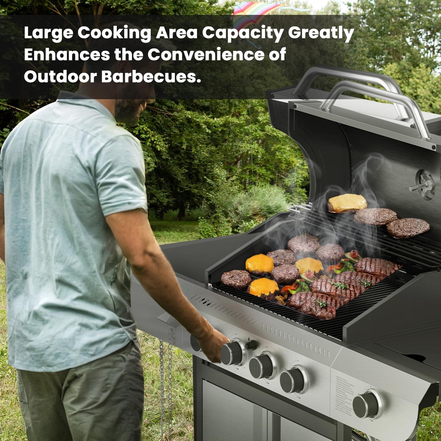 Electactic 4-Burner Gas Grill with Side Burner,Stainless Steel Propane Grill with Porcelain-Enameled Grills,Built-In Thermometer,42000BTU BBQ Grill for Outdoor Cooking and Patio Barbecues