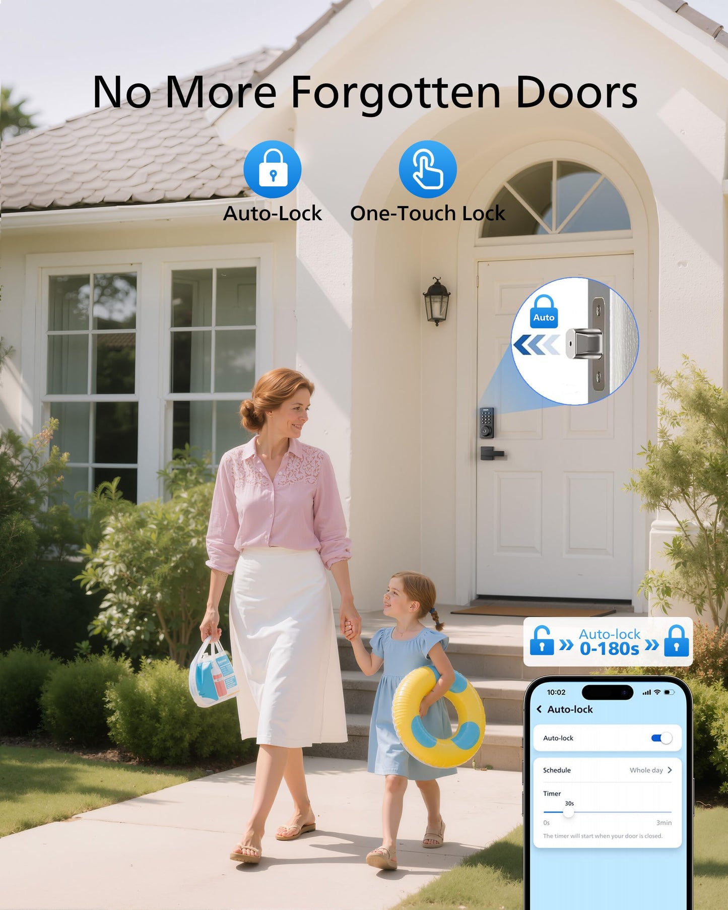 Philips WiFi Keypad Door Lock with Handle, Built-in WiFi, APP Remote Control, Voice & Fingerprint Unlock, Smart Locks for Front Door with Auto Lock, Digital Front Door Lock Set, Keyless Entry Deadbolt