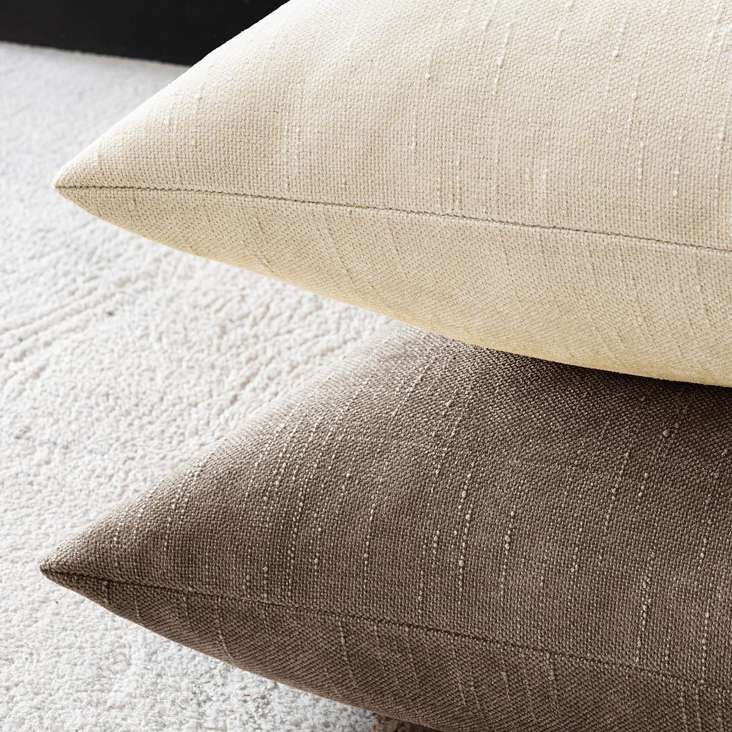 MIULEE Pack of 2 Decorative Throw Pillow Covers Soft Chenille Throw Pillows Solid Textured Euro Cushion Covers for Couch Sofa Bedroom Living Room 22x22 Inch, Taupe Grey