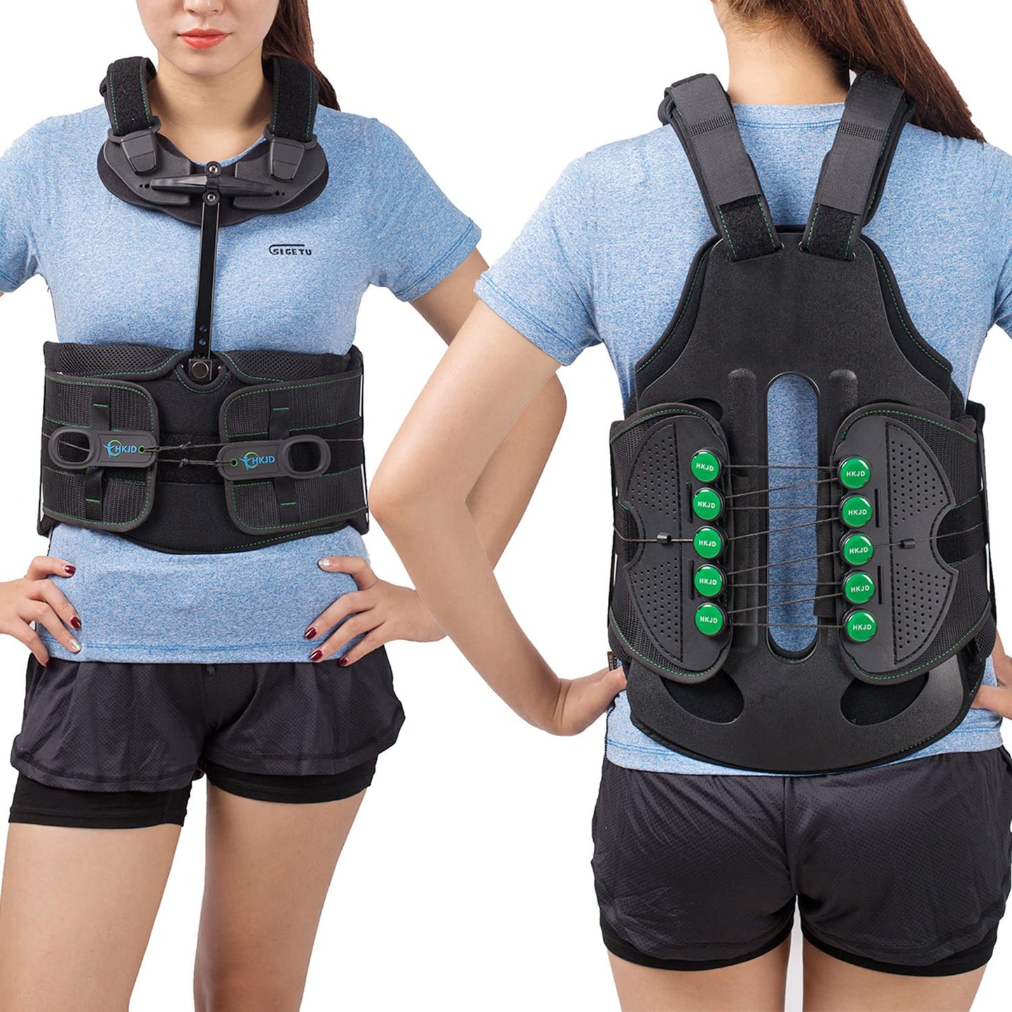 TODDOBRA TLSO Thoracic Full Back Brace for Men Women for Kyphosis, Post Op Recovery, Compression Fractures, Scoliosis, DDD, Herniated Discs, Adjustable Thoracic Lumbar Spine Support(Size M)