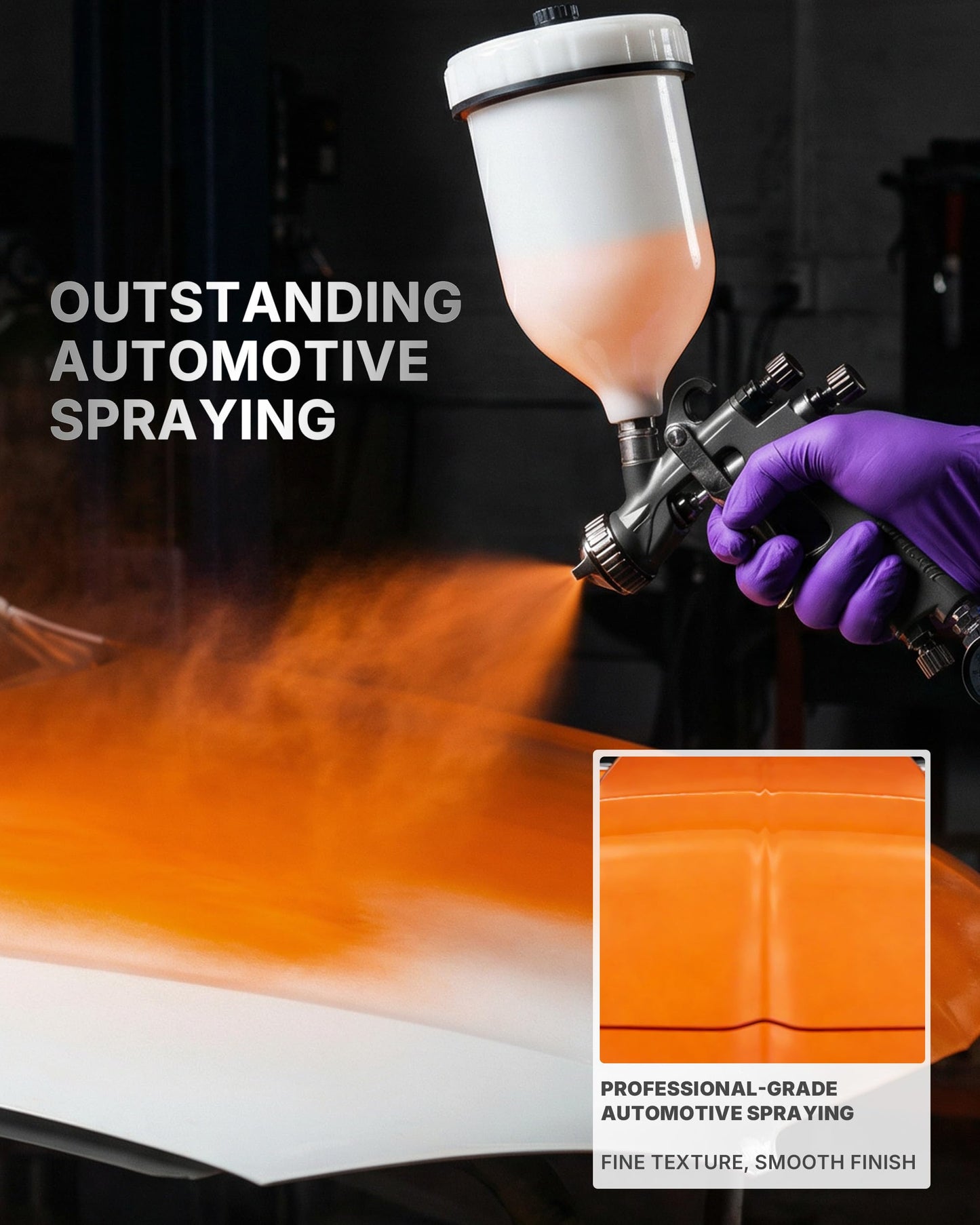 Tilswall Pinto LVLP Spray Gun Premium Kit, Ultral-Long Service Life Air Paint Gun with All-Stainless Steel Flow Channel, 1.3/1.5/1.7mm Nozzles & Accessories, Paint Sprayer Gun for Car, House Painting