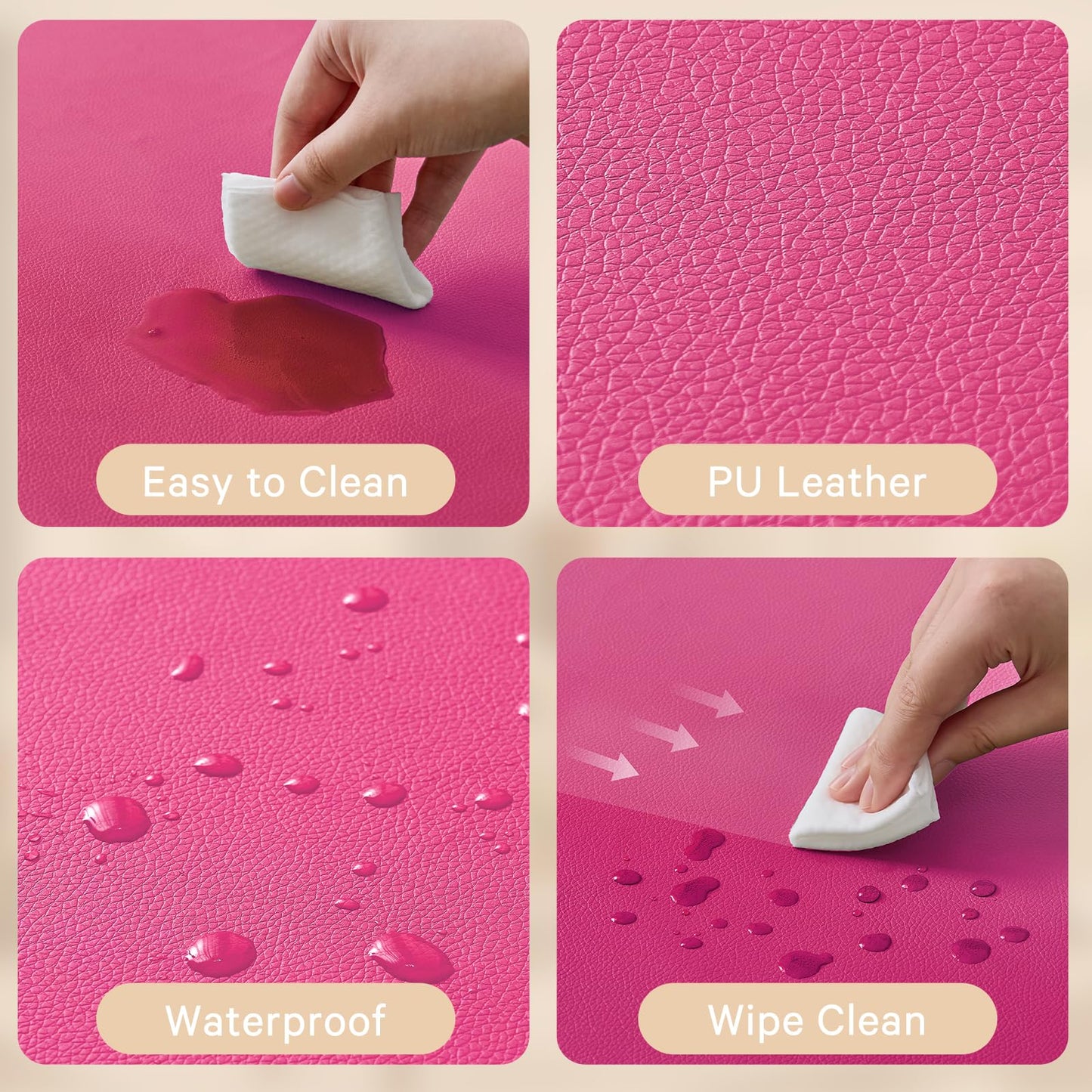ILPEOD Waterproof Baby Play Mat for Floor Memory Foam 50 * 50 Cushion Playpen Playmat Tummy Time Crawling Mat Nursery Rug Thick Pad Create Soft & Safe Area for Infants,Toddler,Kids,Hot Pink