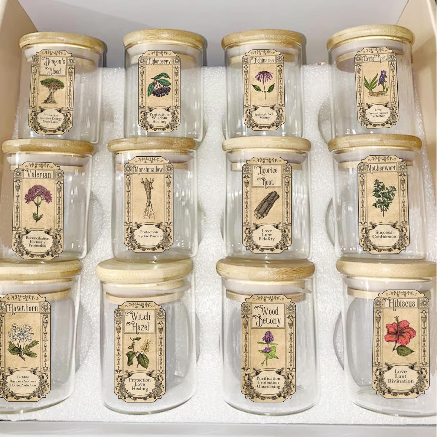 Skiennix 72Pcs Vintage Herb Stickers - Apothecary Spice Labels for Jars & Bottles