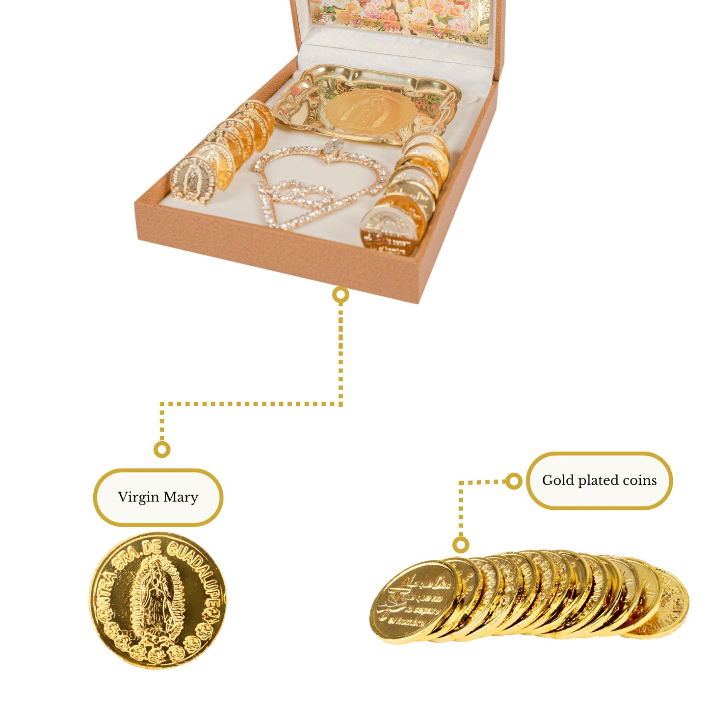 Nuestra Fe Arras para boda catolica Handmade in Mexico - Arras de boda catolica - perfect for lazo para boda catolica - monedas de boda - mexican arras - wedding coins catholic arras - wedding lasso