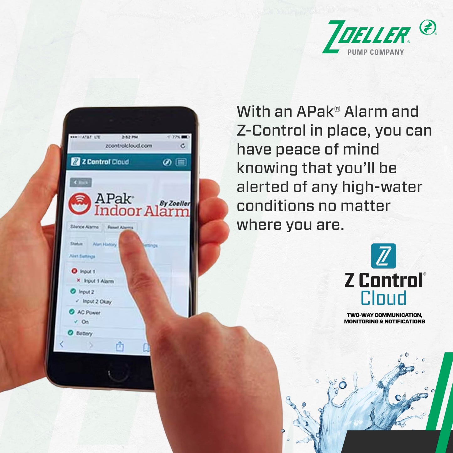 Zoeller APak Z-Control Indoor Alarm System w/Reed Sensor – High-Water Audible & Visual Alert for Basement Sump Pits, Pump Chambers & Holding Tanks – 115V with Battery Backup & Smart Alerts