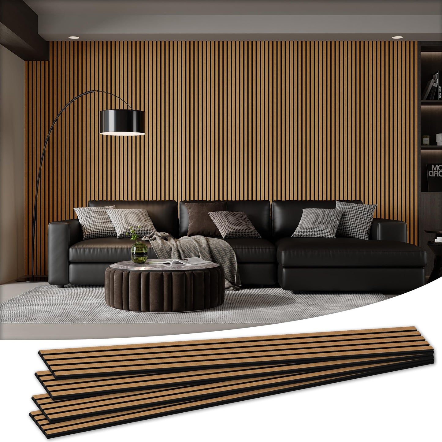 4 Pack 105.9" x 12.6" x 0.8" Acoustic Wall Panels Sound Absorbing, Wood Slat Wall Panels for Wall Decor, Soundproof Wood Wall Panels, Teak