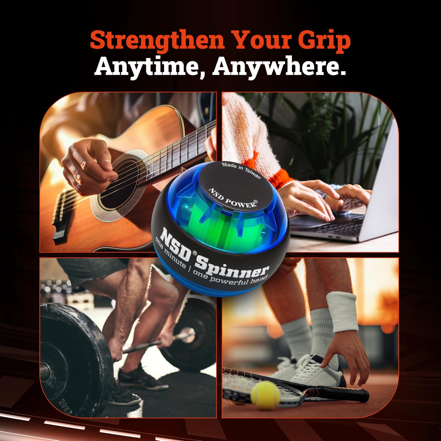 NSD Essential Crystal Spinner Gyro Ball | Grip Strengthener for Forearms, Wrist & Hands | String Start Design, Up to 18,000 RPM | Portable Wrist Trainer & Workout Equipment | Ideal for Desk Workers, Athletes & Musicians