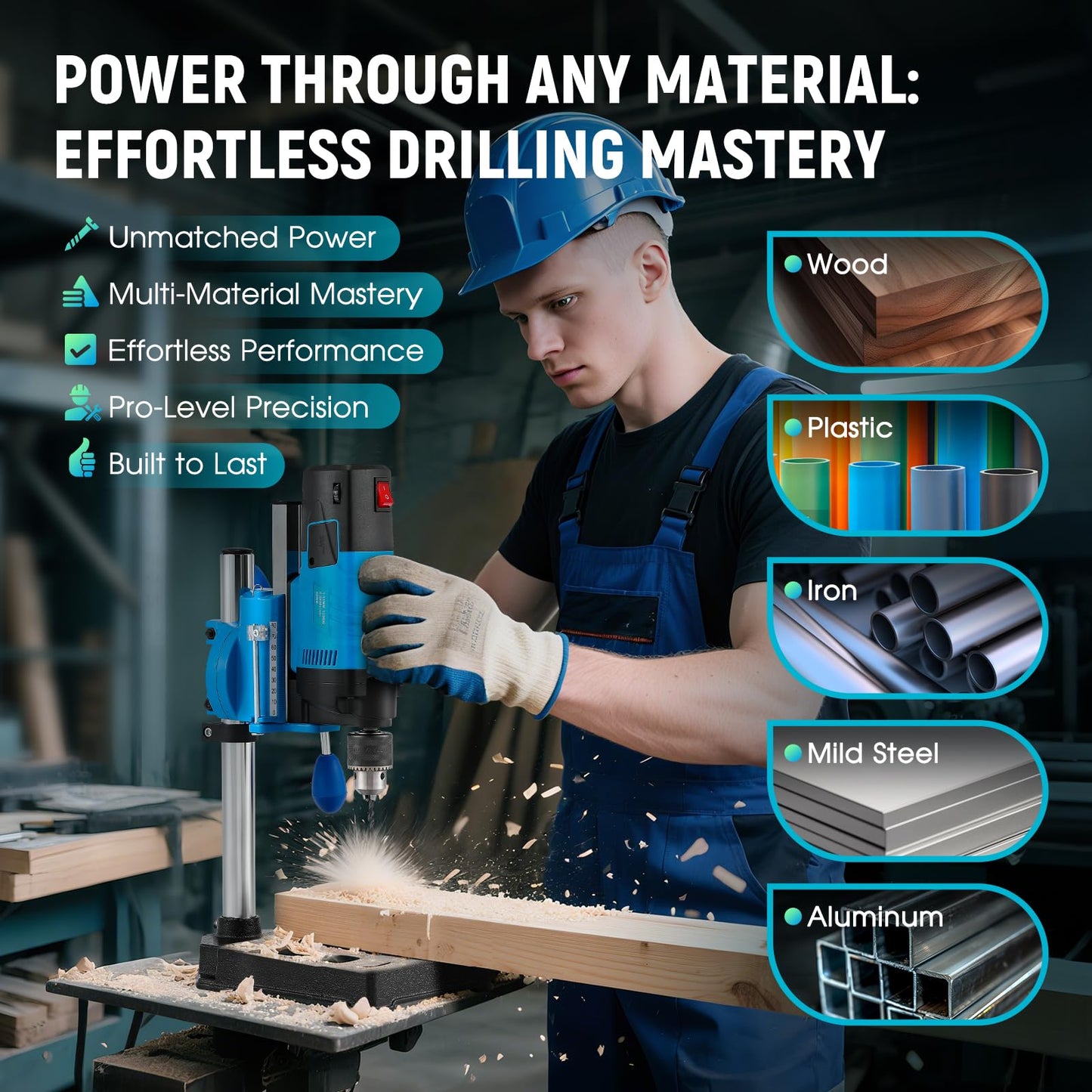 Antstone Mini Benchtop Drill Press 6-Speed 2800RPM Drill Press Rotary Tool Workstation Stand Precision Benchtop Drilling Machine 1200W Electric Portable Table Driller 3.15 Inch Depth