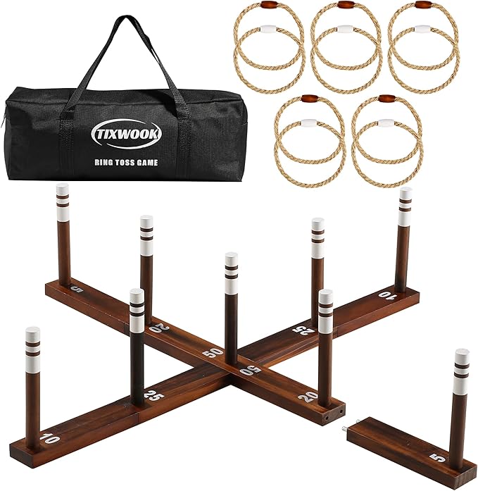 Ring Toss Game,Ring Toss Game for Adults and Kids, Indoor Outdoor Fun Holiday Lawn Yard Game for Family, Easy Set Up, Portable to Carry for Outside Kids Sport