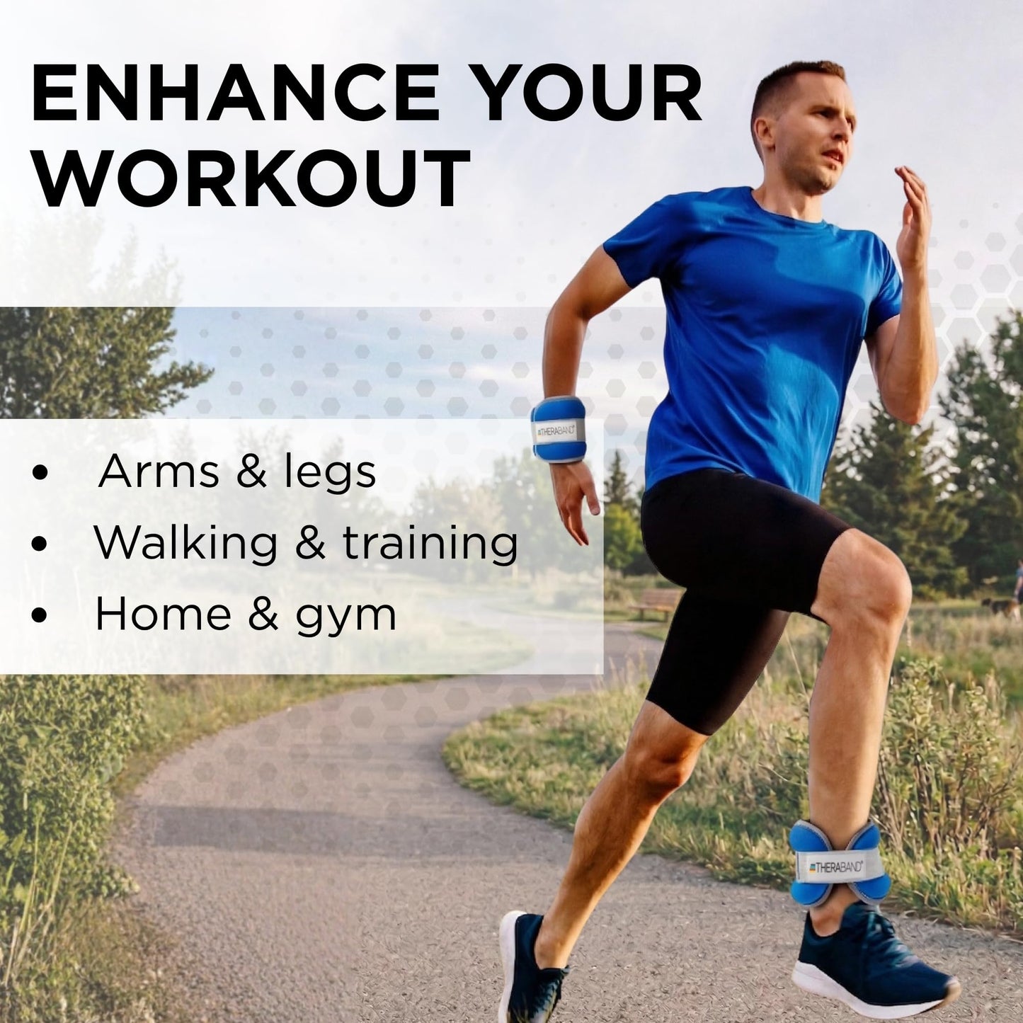 THERABAND Ankle Weights, Comfort Fit Wrist & Ankle Cuff Weight Set, Adjustable Walking Weights for Cardio, Home Workout, Ankle Strengthening & Physical Therapy, Blue, 2.5 lb. Each, Set of 2, 5 Pounds