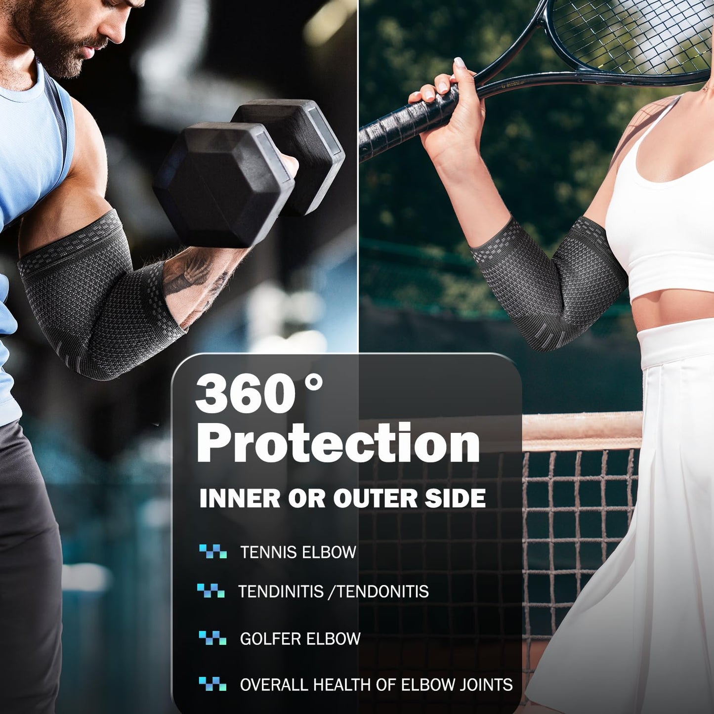 POWERLIX Elbow Brace Compression Support - Elbow Sleeve for Tendonitis, Tennis Brace and Golfers Treatment, Arthritis, Workouts, Weightlifting – Reduce Elbow Pain (Black, S)