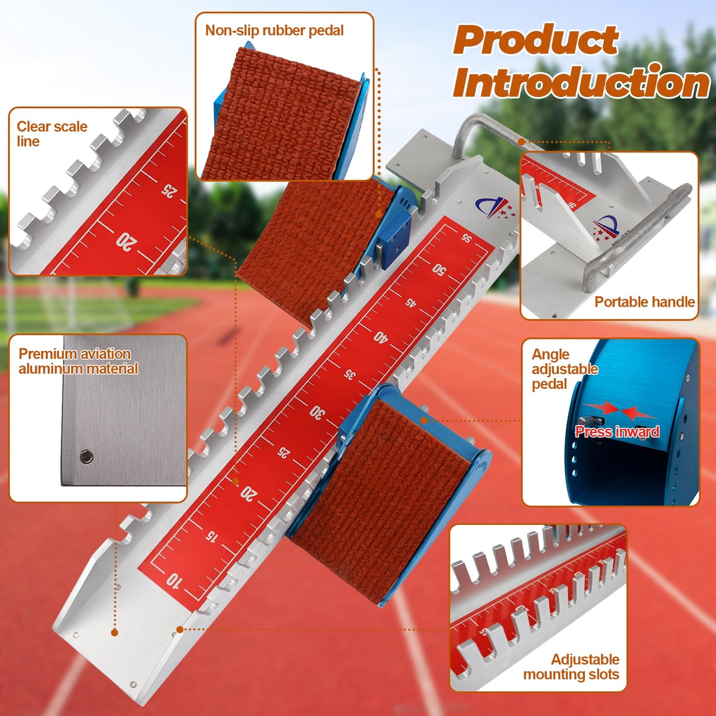 Vaolvpant 25in Starting Blocks with Premium Aircraft-Grade Aluminum 6 Angle Adjustable and Detachable Pedals Ideal for Running Enthusiasts Professional Track and Field Competitions