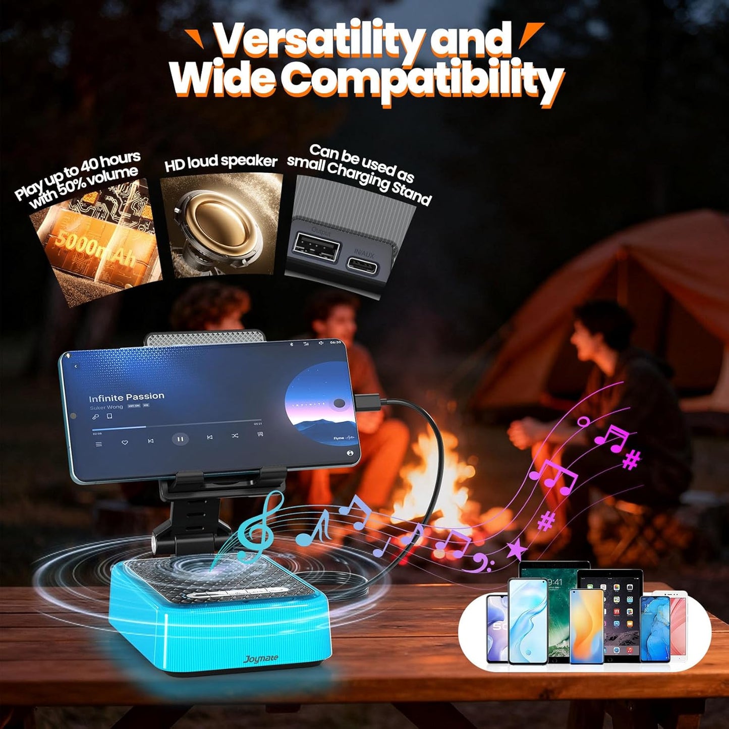 Joymate Gifts for Men and Women, Charger Phone Stand with RGB Lights and Bluetooth Speaker, Birthday Gifts