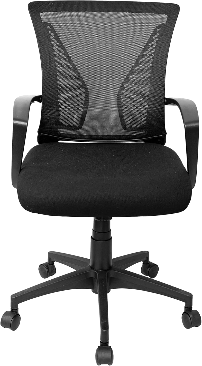 Techni Mobili Ergonomic Black Mesh Office Chair - Adjustable Height & Lumbar Support for Home Office