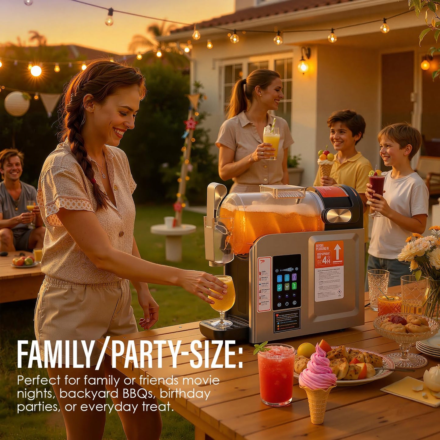 New Upgrade Smart 6 Presets Slushie Machine for Home & Soft Serve Ice Cream Machine, 68oz Color Touch Screen Slushy Machine for Home with 2/4/6H Smart Timer & Self-Cleaning, DIY Frozen Drink Maker