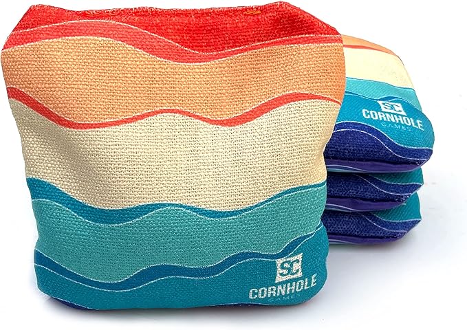 Professional Dual Sided Cornhole Bags- 16 oz 6x6 w/Premium Resin Fill - Official Tournament Slide/Stick Pro Bean Bags - Regulation/Approved