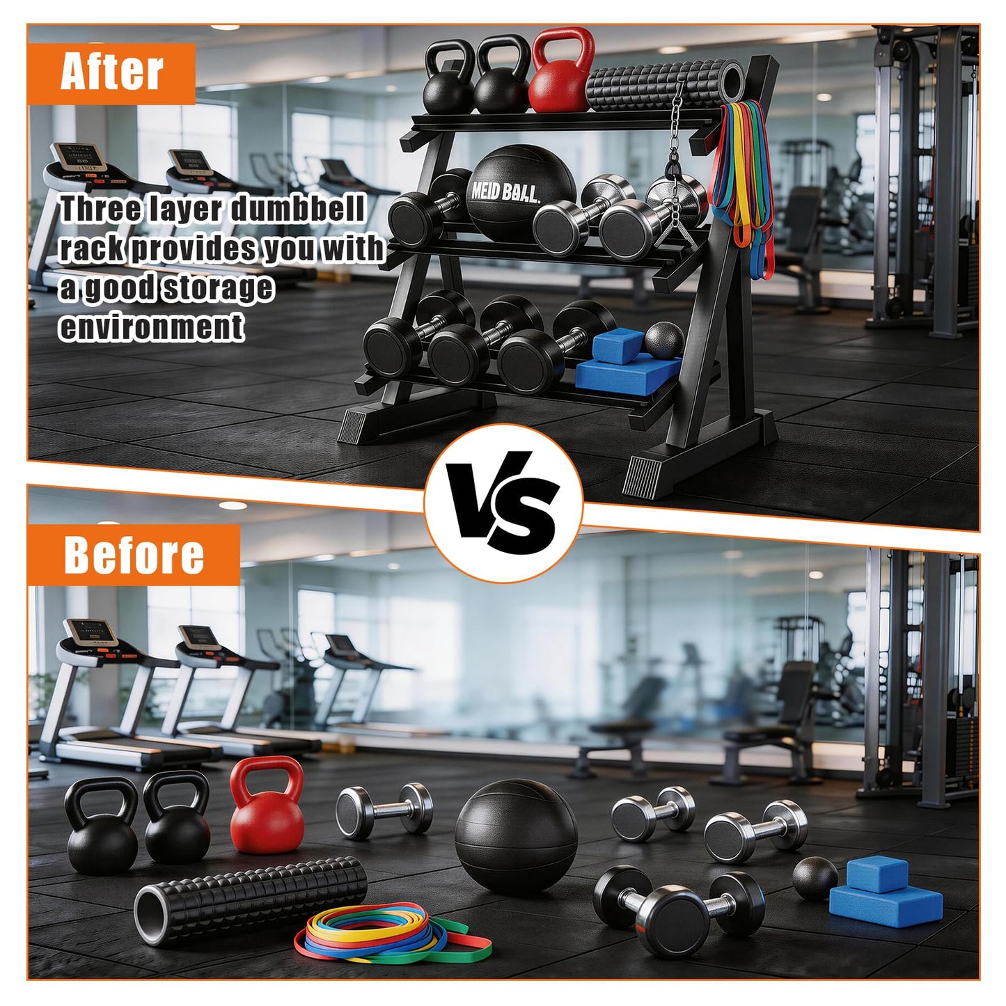 Dumbbell Rack 3-Tier Adjustable Dumbbell Rack Suitable for Dumbbells, Kettlebells, and Other Compact Weights Space-Saving Dumbbell Storage Rack - 1000LBS Capacity