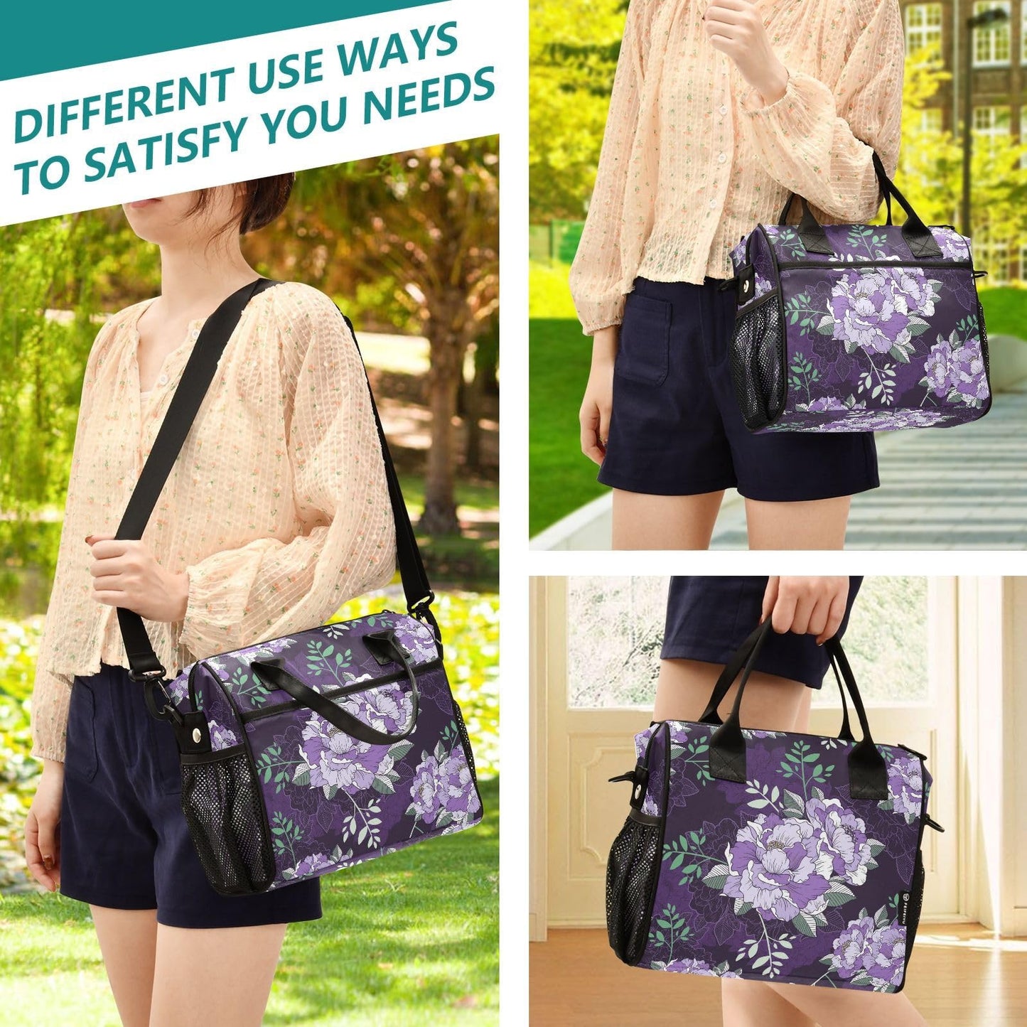 Fitrendlovey Insulated Lunch Bag for Women with Detachable Shoulder Strap Reusable Water Resistant for Work and Outdoor Use