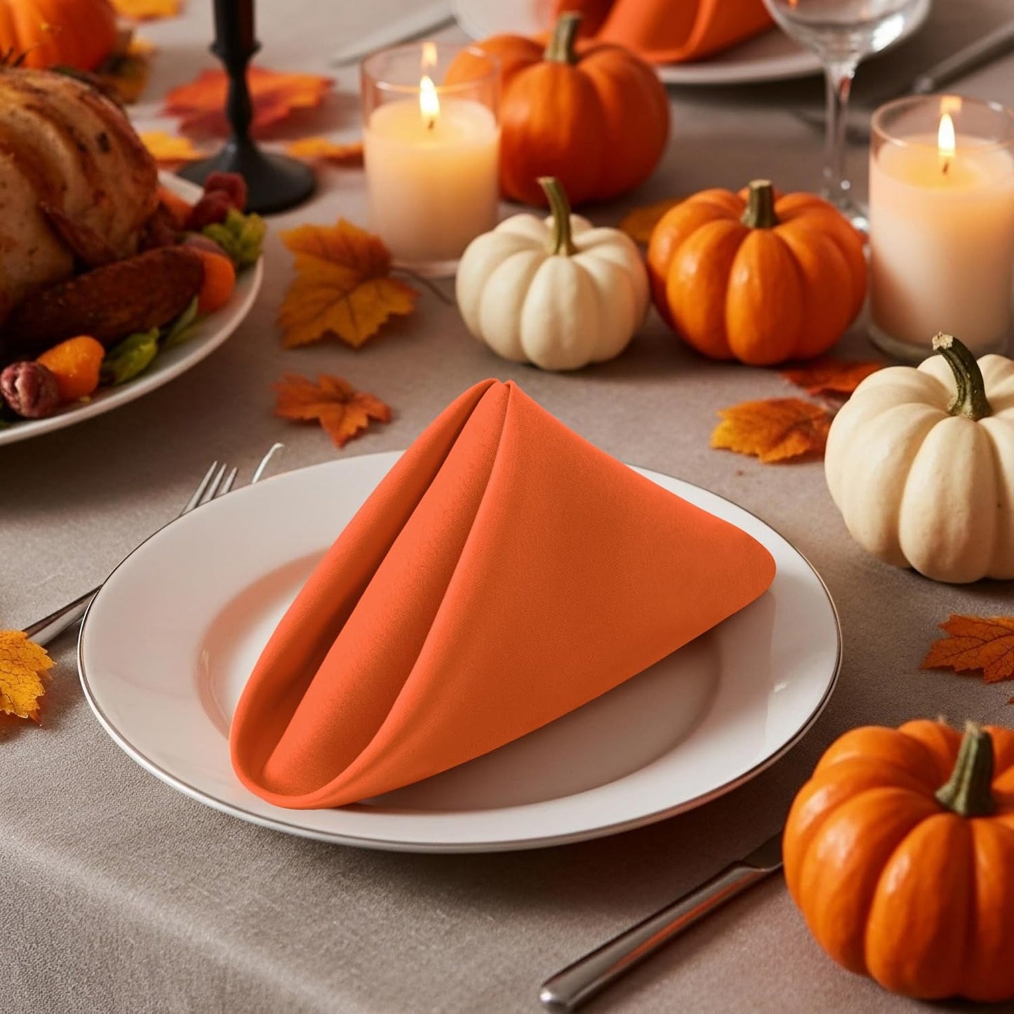 Utopia Home Cloth Napkins - Orange 12-Pack | 17x17 Inches, Perfect for Halloween, Thanksgiving & Events