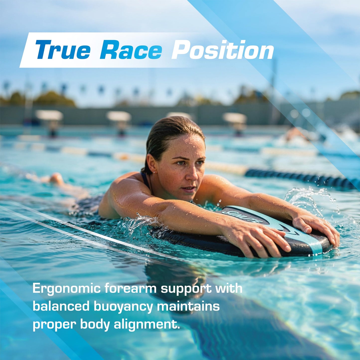 Sunlite Sport Hydrofoil Kickboard, Ergonomic Swimming Kickboard for Adults Swim Training & Competitive Swimmers, Lightweight EVA Foam Kick Board with Convex Design for Natural Body Positioning