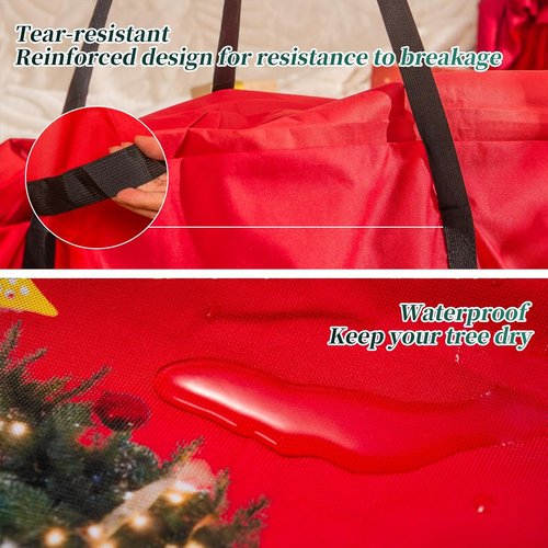 Christmas Tree Storage Bag - 9 Ft Waterproof Container with Durable Handles & Zipper | Heavy-Duty Oxford, Red