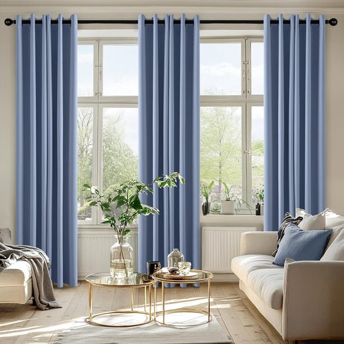 MIULEE Denim Blue Blackout Curtains - Thermal Insulated Room Darkening Drapes | 84-Inch Length, 2 Panels