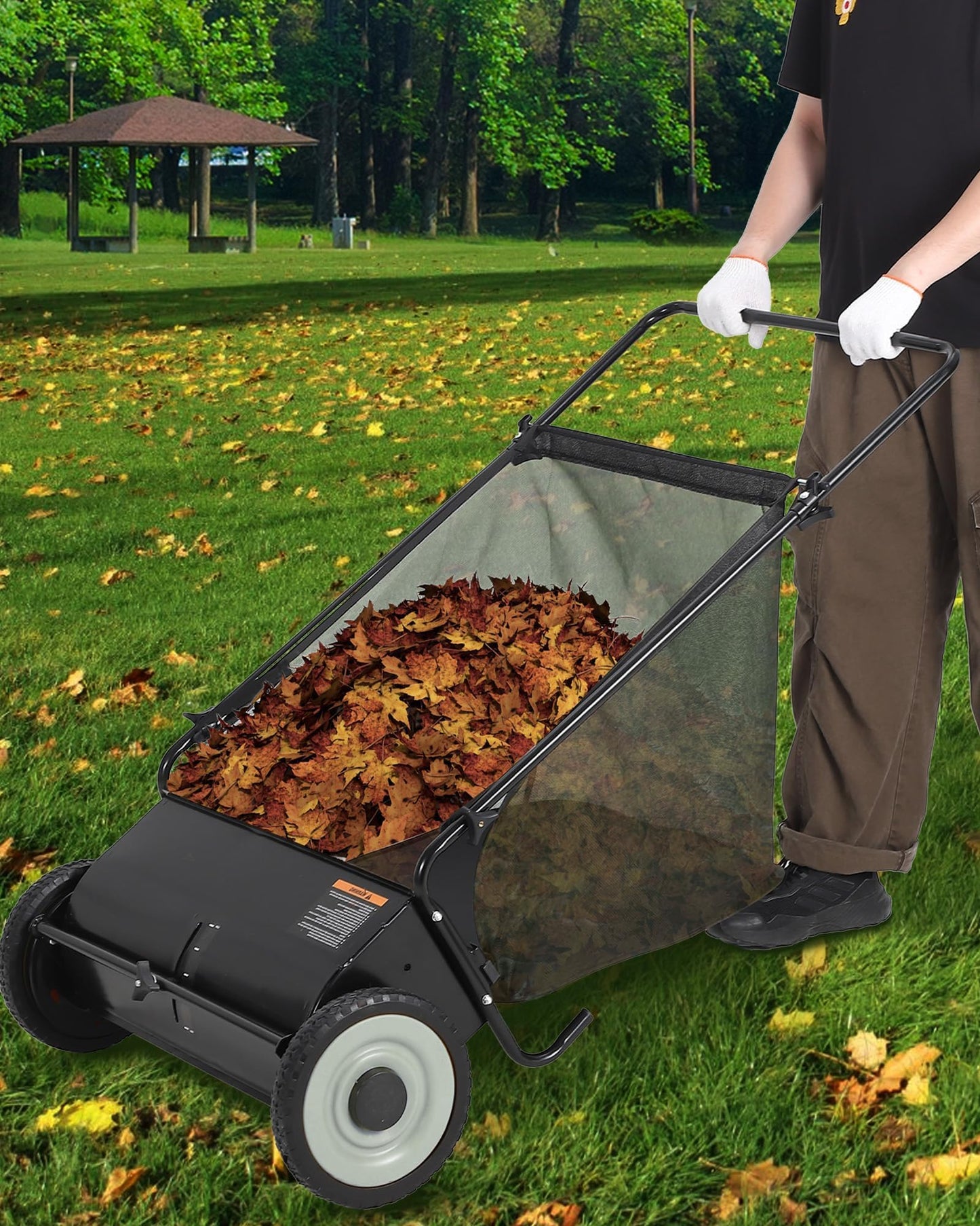 26-Inch Push Lawn Sweeper – 4 Fast Brushes, 7 Cu.ft Collector, Adjustable Height – Durable Steel Frame – Manual Hand-Push for Yard, Garden, Patio & Driveway Cleanup