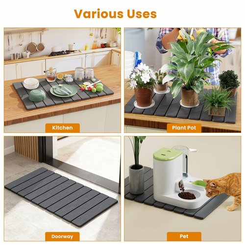 Dayacoco Non Slip Stone Bath Mat, 23.2 x 15.3 in Foldable Quick Dry Stone Shower Mat, Diatomaceous Earth Bath Mat for Bathroom, Kitchen, Easy to Clean (Grey)