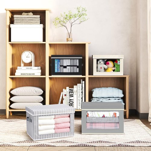 Homsorout Fabric Storage Bins - Collapsible Storage Cubes with Lids & Handles | 4-Pack Arrow Pattern