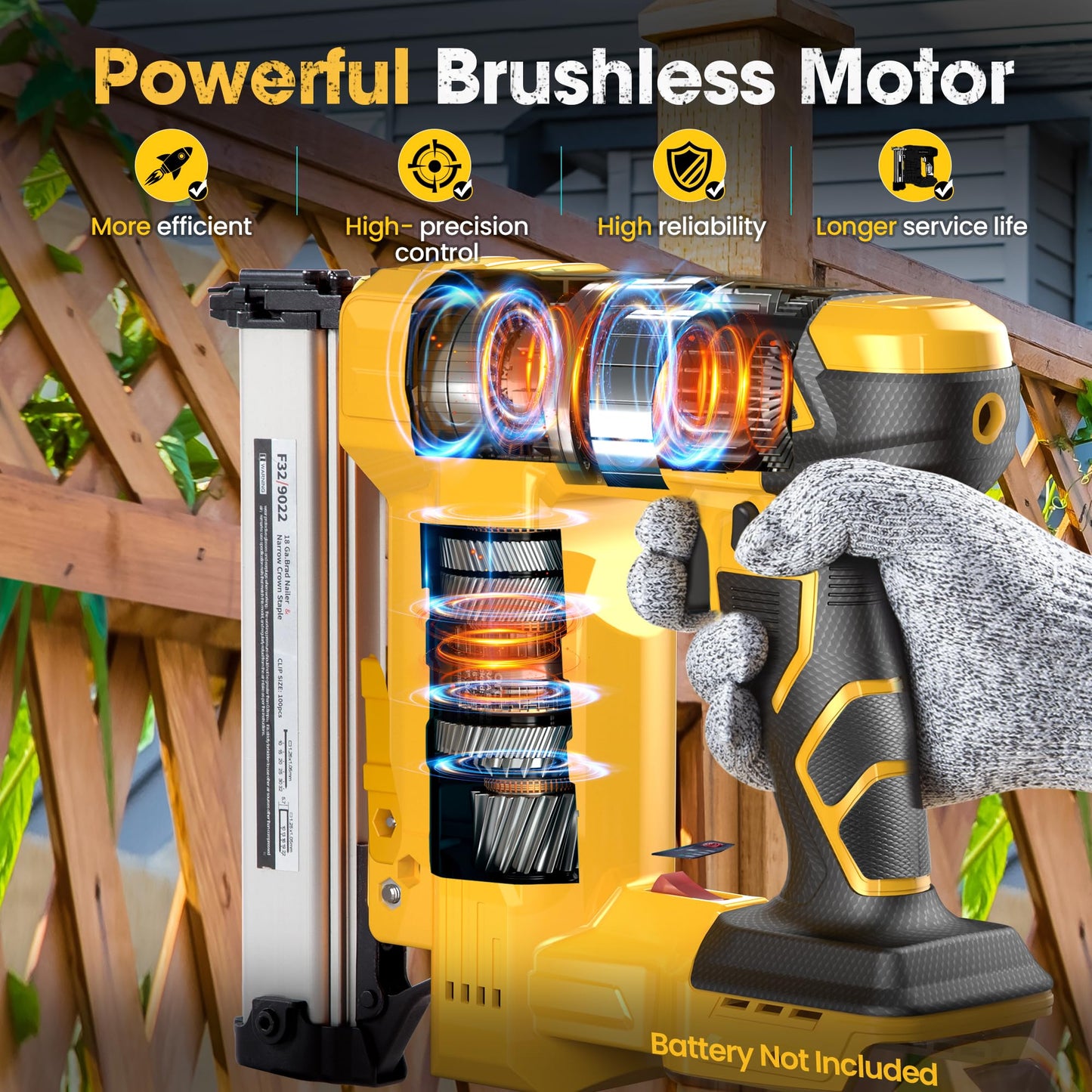 Cordless Brad Nailer Compatible with DeWalt 20V Battery, 2 in 1 Nail Gun & Staple Gun with 1000 Nails &1000 Staples, 18 Gauge Brad Nailer for Home Improvement(No Battery)