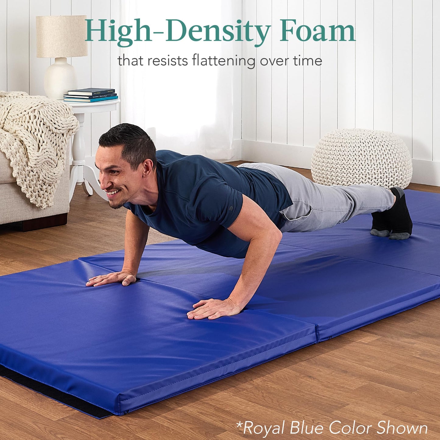 Best Choice Products 10ftx4ftx2in Folding Gym Mat 4-Panel Exercise Gymnastics Tumbling Workout Fitness Floor Mats w/Carrying Handles – Black