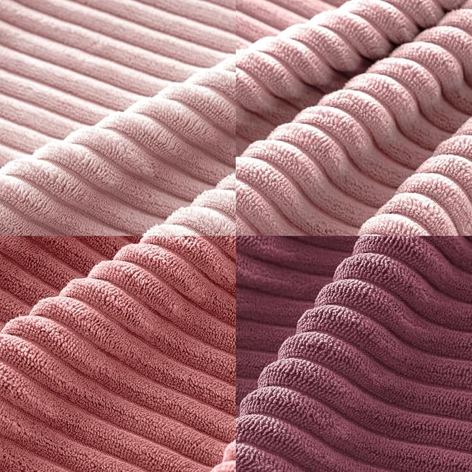MIULEE Pack of 4 Purple Pink Valentines Corduroy Decorative Throw Pillow Covers 20x20 Inch Soft Boho Striped Pillow Covers Modern Farmhouse Spring Home Decor for Sofa Living Room Couch Bed