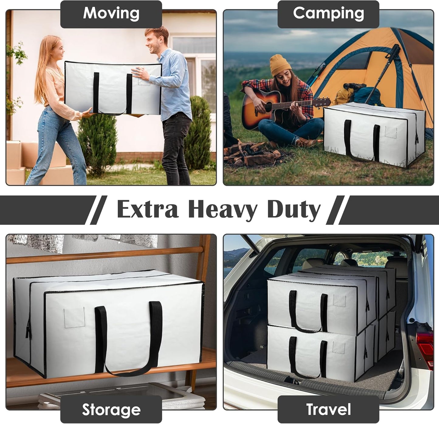 Skiennix 6 Pack Moving Bags - Extra Large 93L Heavy Duty Waterproof Storage Totes | Ideal for College Dorm & Home Organization