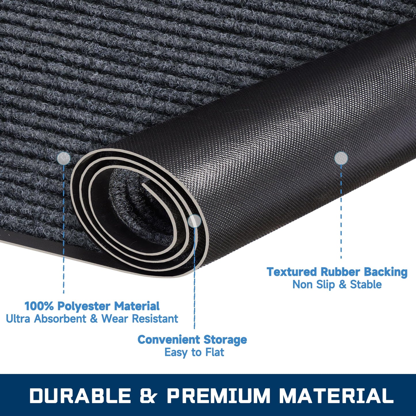 8'x4' Front Door Mat, Extra Large Indoor Outdoor Doormat, Heavy Duty Commercial Floor Mat, Non Slip Rubber Backing Welcome Mats for Entryway, High Traffic Area, Waterproof, Low-Profile, Easy to Clean