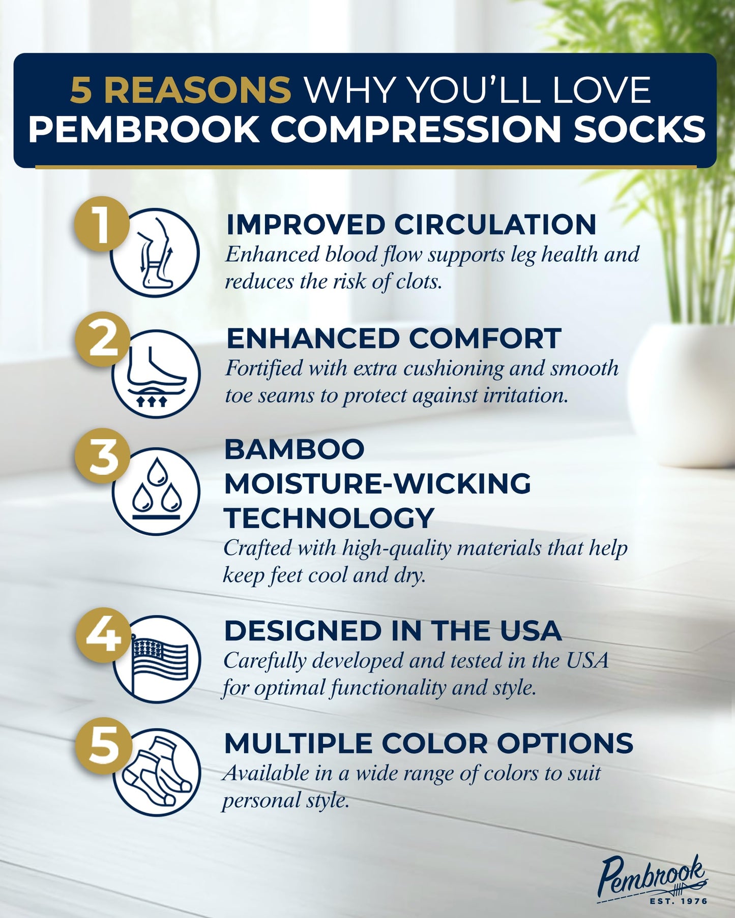 Pembrook Light Compression Socks - 3 Pairs | 8-15 mmHg Light Compression Socks for Women and Men | Light Green, Light Blue, Rose | Mens and Womens Compression Socks
