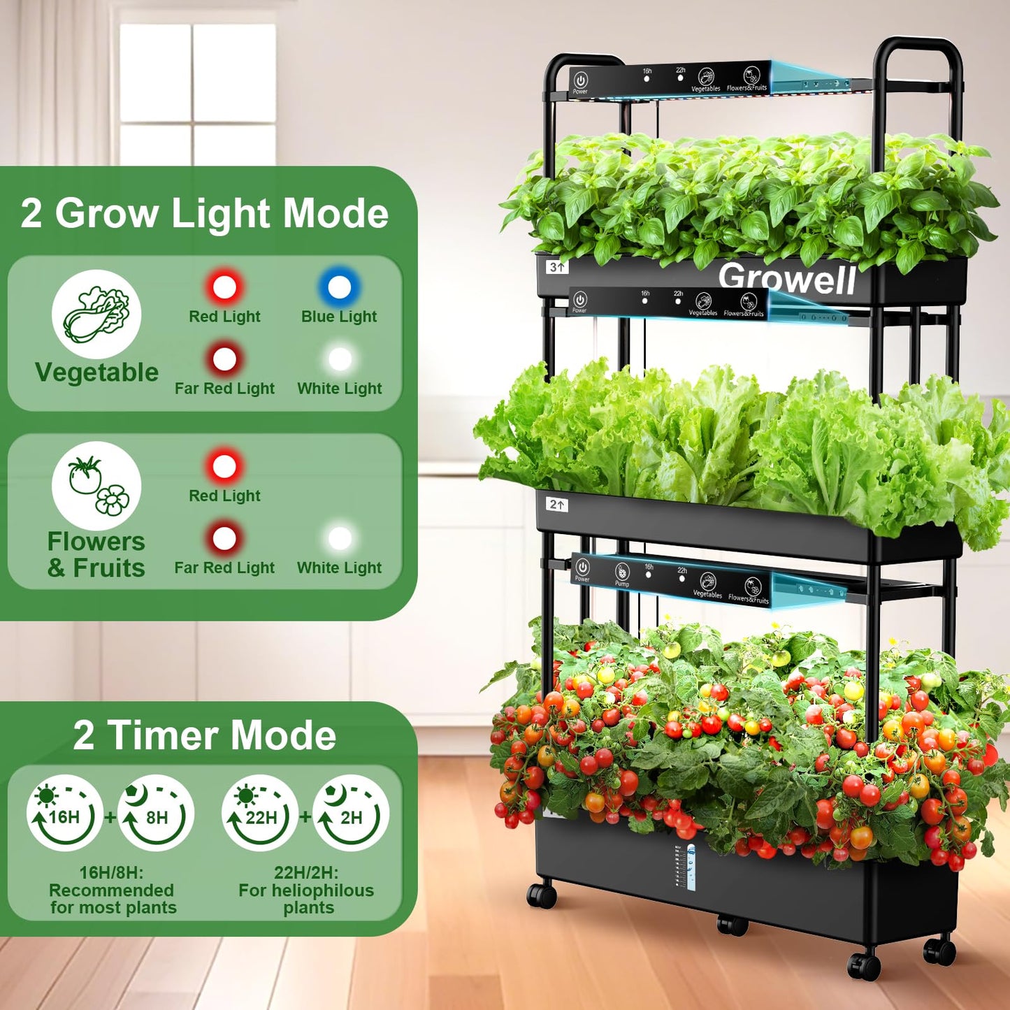 Growell 17 Pods Hydroponics Growing System & Large 90 Pods Vertical Garden