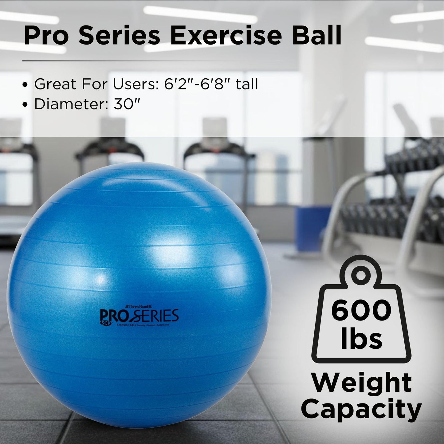 Theraband 23045 Exercise and Stability Ball for Improved Posture, Balance, Core Fitness, Coordination and Rehab, Blue, 75cm Diameter