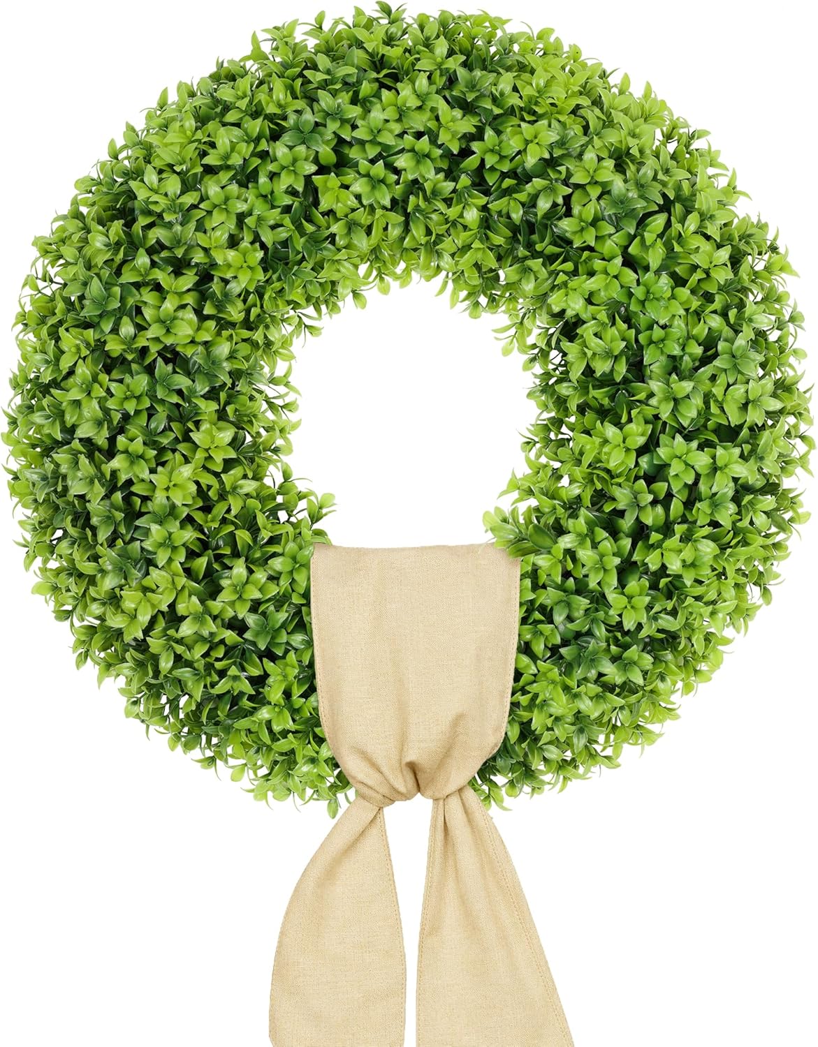 Vlorart 23-Inch Large Boxwood Door Wreath - All-Season Artificial Greenery with Sash & Bow for Indoor/Outdoor Decor
