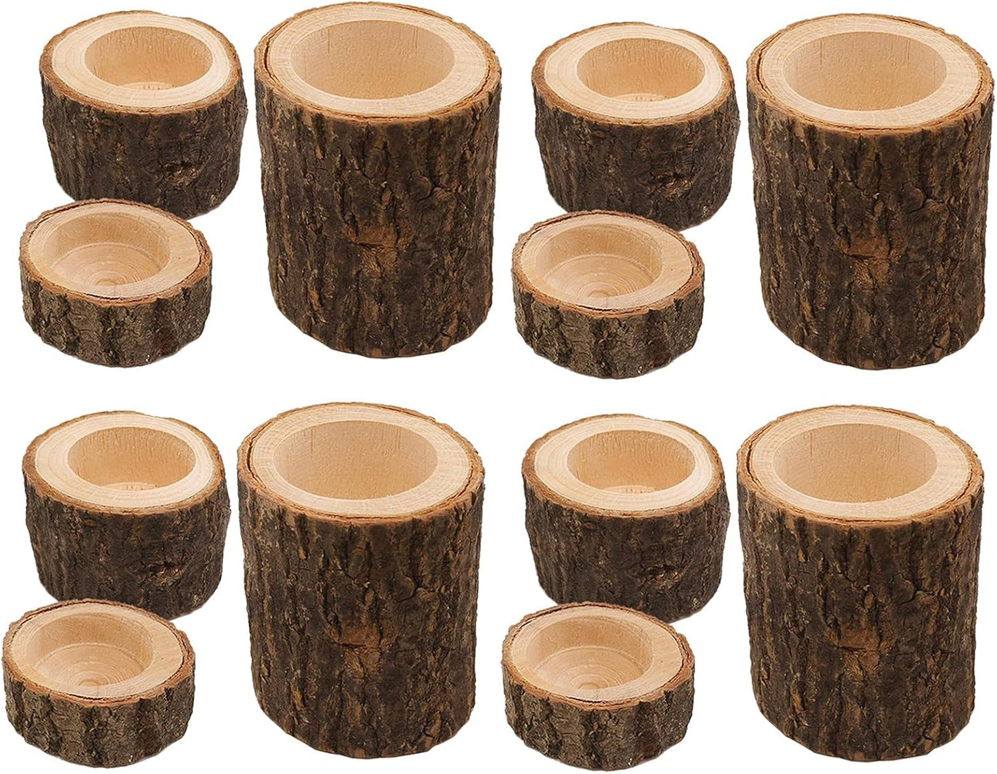 Regine Switzerland Set of 12 Wooden Tea Light Candle Holders - Personalized Rustic Votive for Weddings & Events