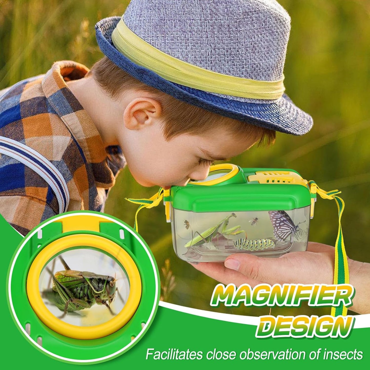 Skiennix Bug Catcher Kit for Kids - Durable Insect Collector with Binoculars & Butterfly Net | Outdoor Explorer Set for Ages 3-8