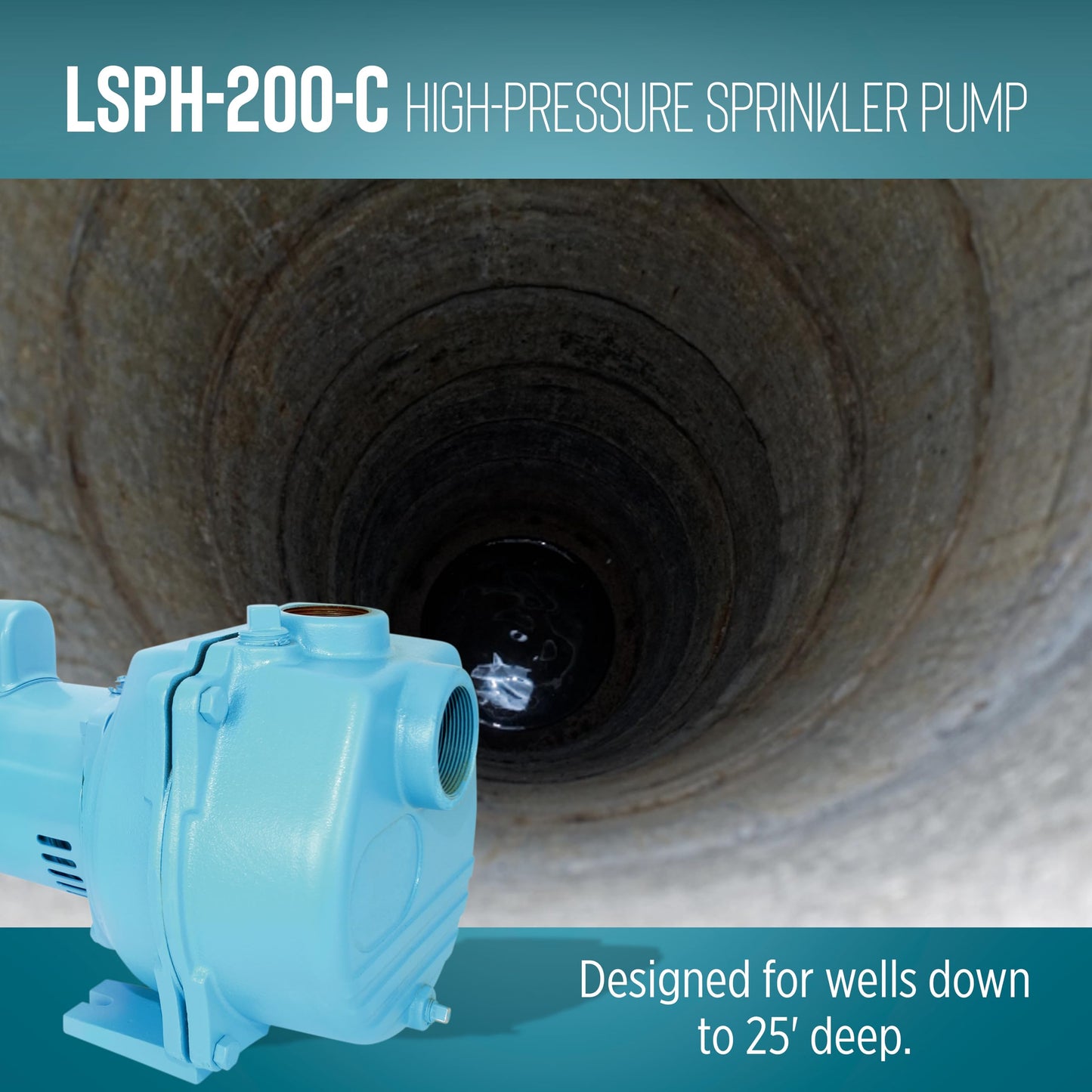 Little Giant LSPH-200-C 2 HP, 230 Volts, 84 GPM, 57 PSI High Pressure Sprinkler/Irrigation Pump, Blue, 558298