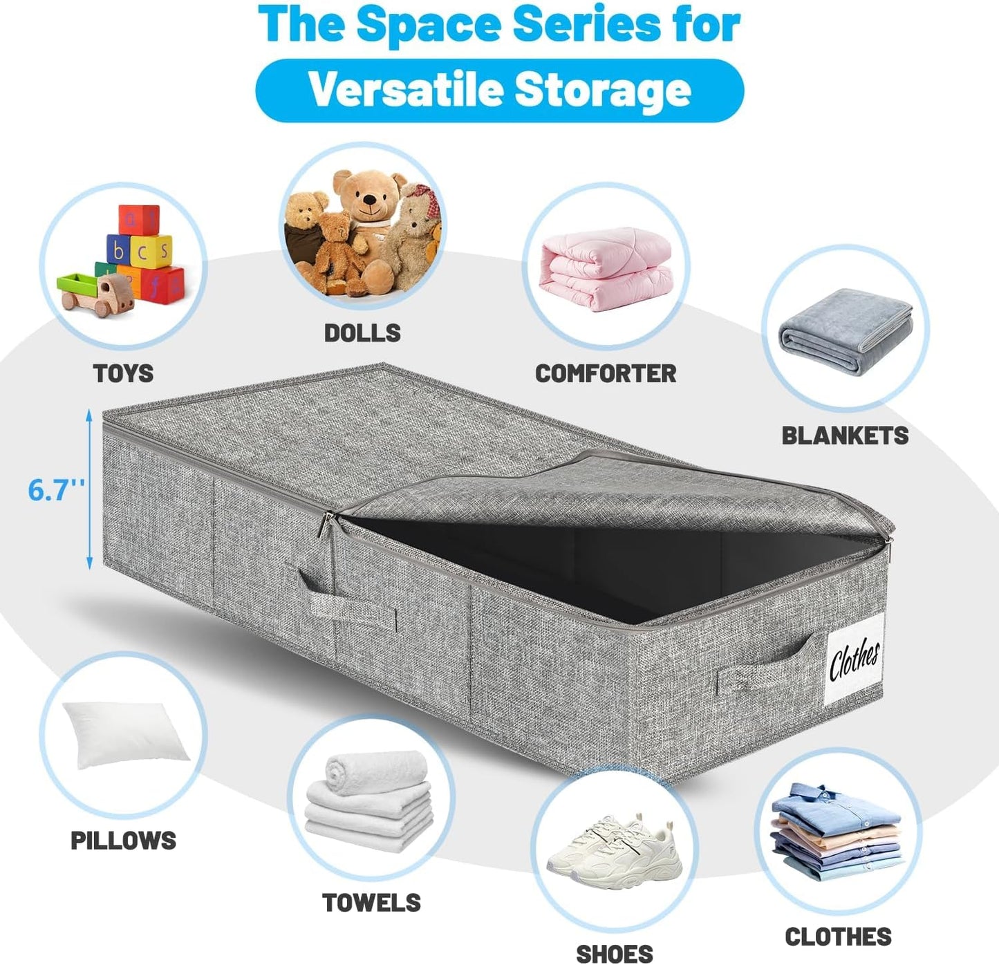 Under Bed Storage Bins by [Brand Name] - Foldable Organizer with Ultra Thick Fabric & Dual Zipper | 30x16x6.7"