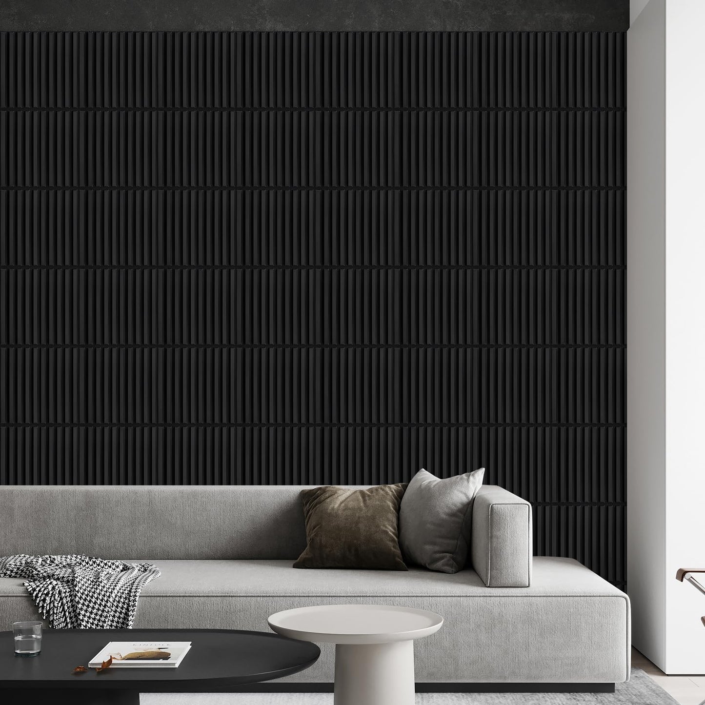Heikki 30 Pack 3D Wall Panel for Interior Wall Décor, PVC Flower Textured Wall Panels for Living Room Bedroom Hotel Office, 11.8"x11.8", Double-Sided Tape (Black-XHT)