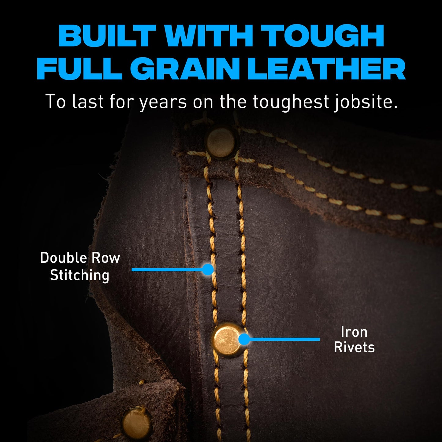 Ox Tools Pro Carpenter Tool Belt - 22-Pocket Leather Tool Belt Pouches - made of Oil-Tanned Leather with Double-Stitching and Steel Rivets - OX-P263605